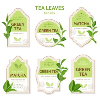 Free Vector | Realistic tea leaves labels