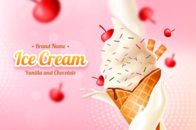 Free Vector | Realistic vanilla and chocolate ice cream ad