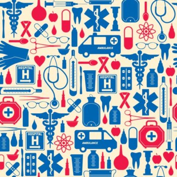 Free Vector | Red and blue medical pattern