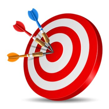 Free Vector | Red dart arrow hitting in the target center of dartboard