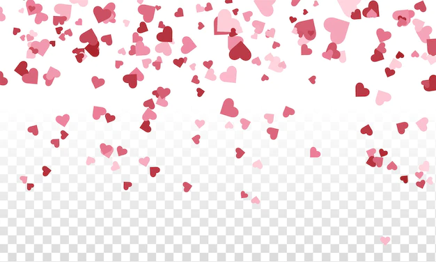 Free Vector | Red hearts confetti falling on transparent background
