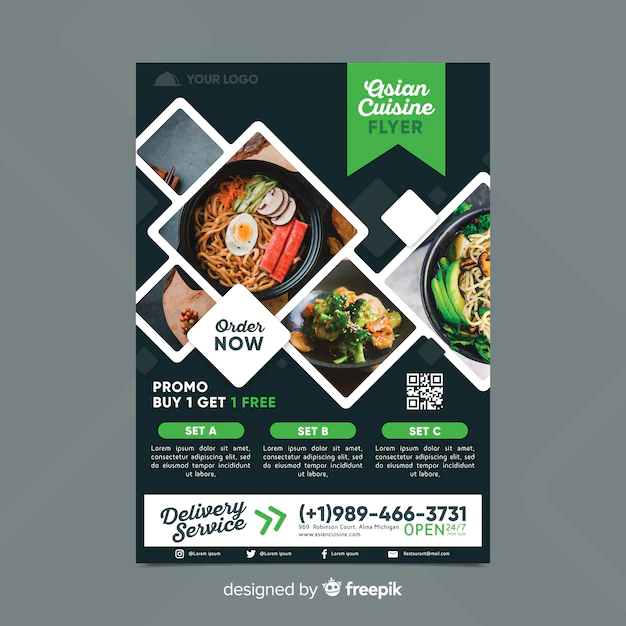 Free Vector | Restaurant flyer template with photo