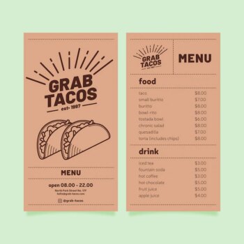 Free Vector | Restaurant menu template with tacos