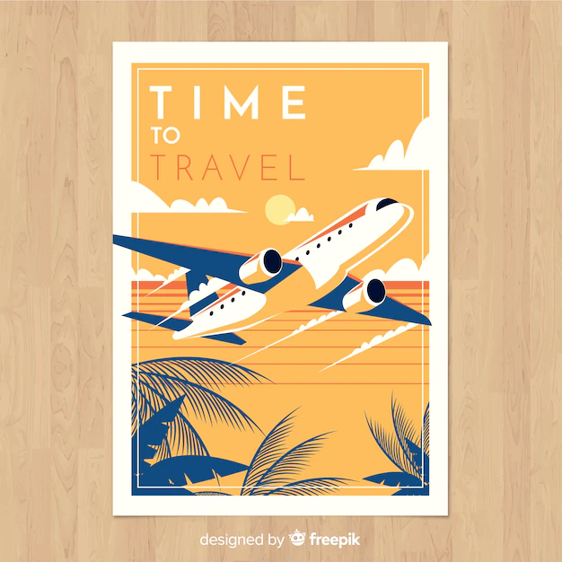 Free Vector | Retro travel poster flat design