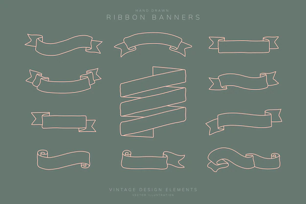 Free Vector | Ribbon banner set