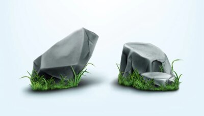 Free Vector | Rocks parts and stones with cracked texture in grass