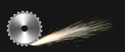 Free Vector | Rotating circular saw blade with fire sparks