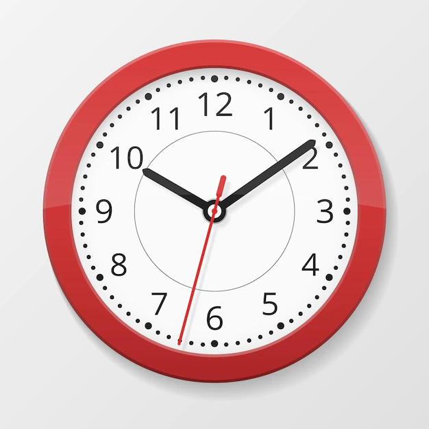 Free Vector | Round wall quartz clock in red color isolated on white background