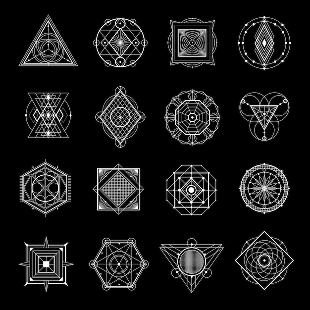 Free Vector | Sacred geometry on black set
