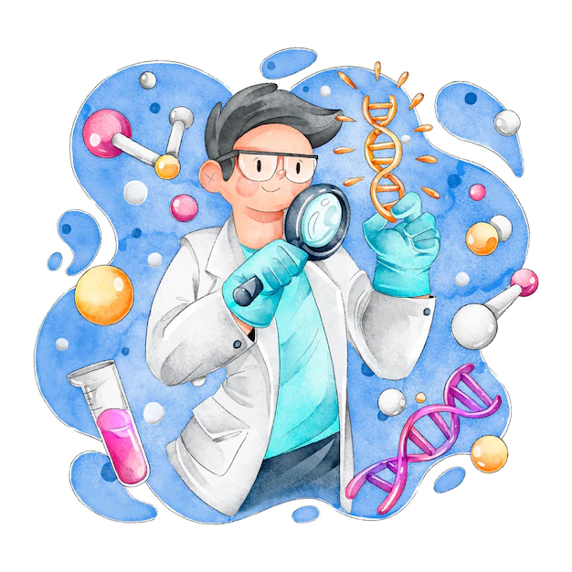 Free Vector | Scientists holding dna molecules