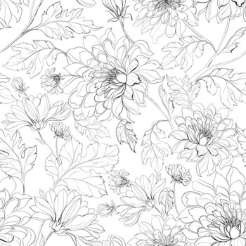 Free Vector | Seamless pattern from flowers of chrysanthemums on a white background