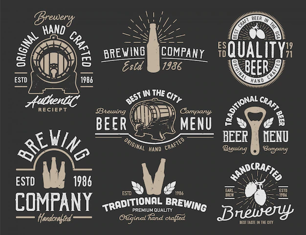 Free Vector | Set emblems with beer objects