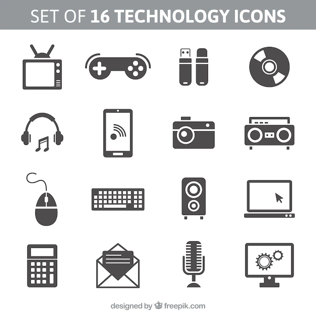 Free Vector | Set of 16 technology icons