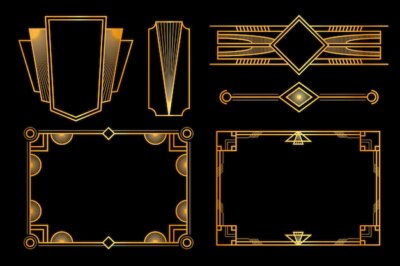 Free Vector | Set of art deco frames and decorations