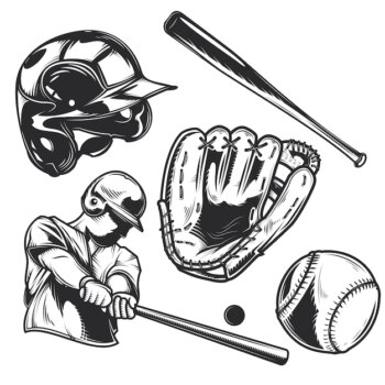 Free Vector | Set of baseball equipment