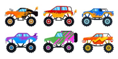 Free Vector | Set of beautiful design on offroad car on white background,  illustration