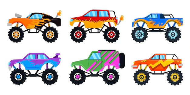 Free Vector | Set of beautiful design on offroad car on white background,  illustration