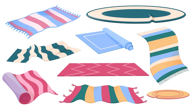 Free Vector | Set of carpets or rugs of different shapes designs and colors