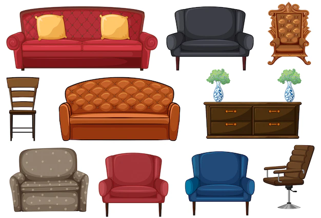 Free Vector | Set of chair and couch