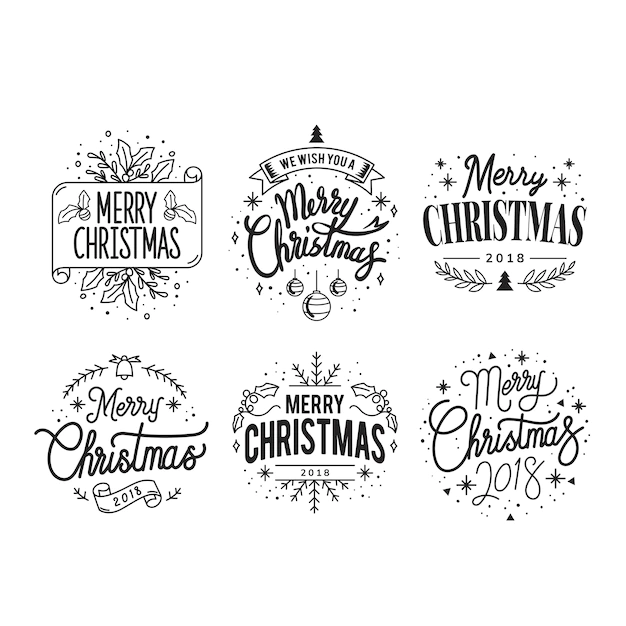 Free Vector | Set of christmas greeting badge vectors