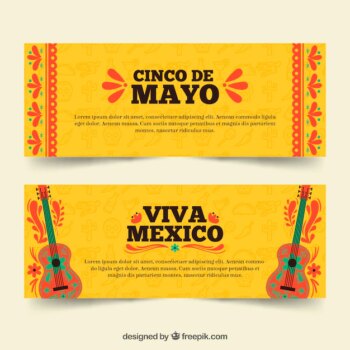 Free Vector | Set of cinco de mayo banners with traditional elements