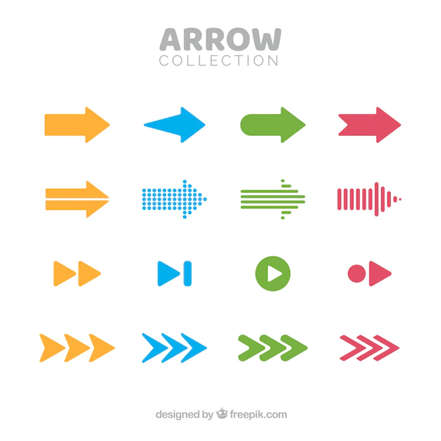 Free Vector | Set of colorful arrows to mark in flat style