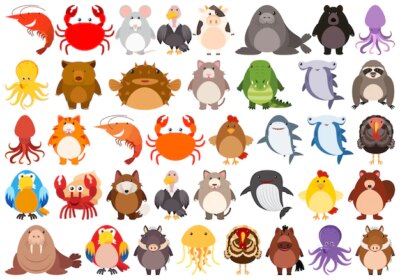 Free Vector | Set of cute animal character