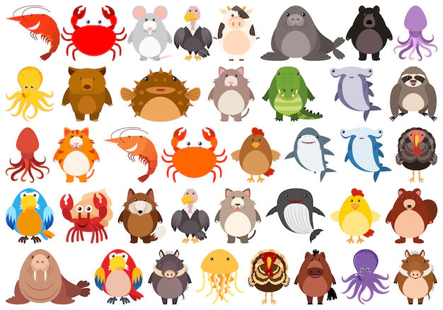 Free Vector | Set of cute animal character