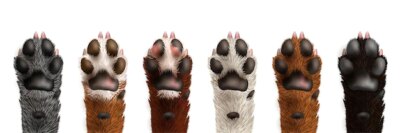 Free Vector | Set of cute realistic black white grey brown dog paws isolated