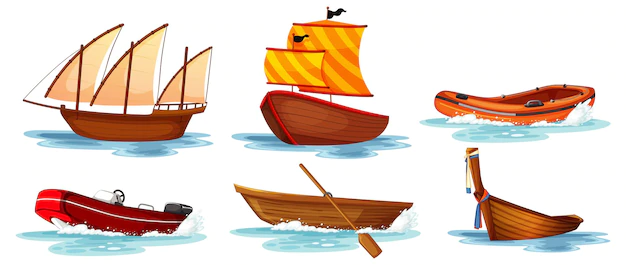 Free Vector | Set of different kinds of boats and ships isolated