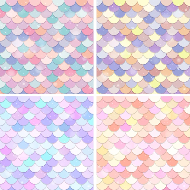 Free Vector | Set of fish scale seamless pattern background