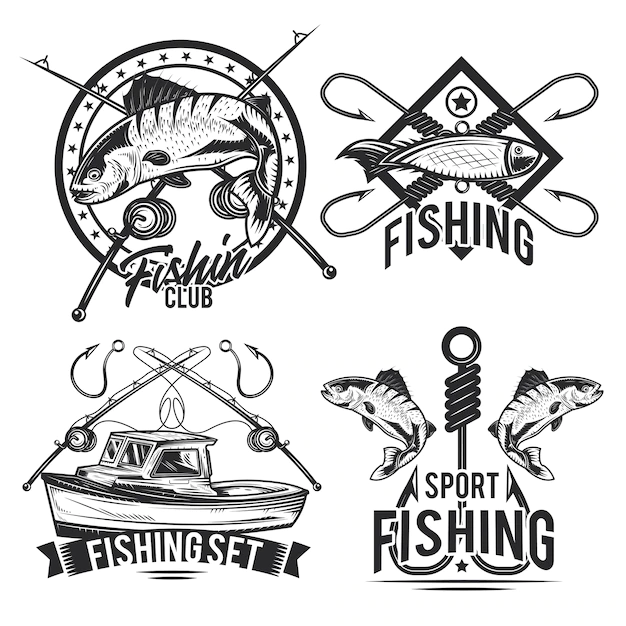 Free Vector | Set of fishing emblems, labels, badges, logos.