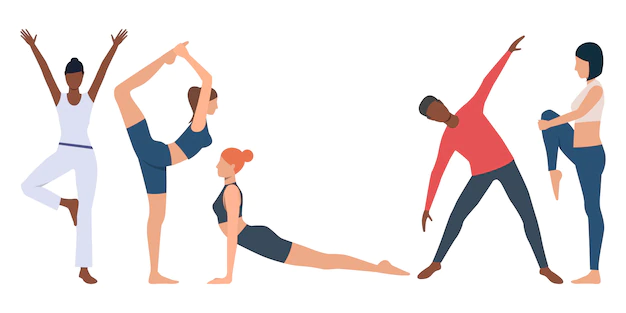 Free Vector | Set of fitness instructor practicing yoga