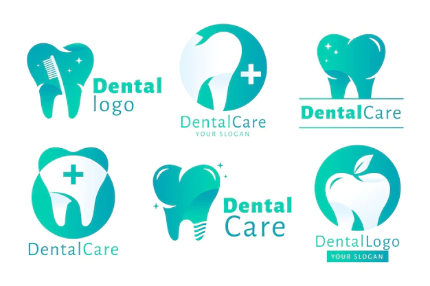 Free Vector | Set of flat dental logo templates