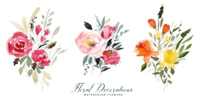 Free Vector | Set of isolated watercolor flower decoration