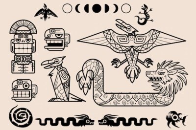 Free Vector | Set of mayan or aztec patterns tribal decorative elements
