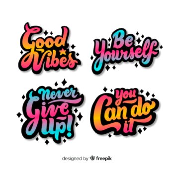 Free Vector | Set of motivational lettering stickers