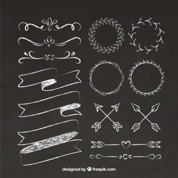 Free Vector | Set of ribbons, frames and arrows in blackboard style