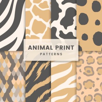 Free Vector | Set of seamless animal print pattern vectors