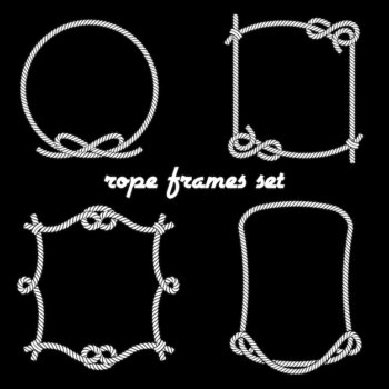 Free Vector | Set of simple white rope in different unique styles on black