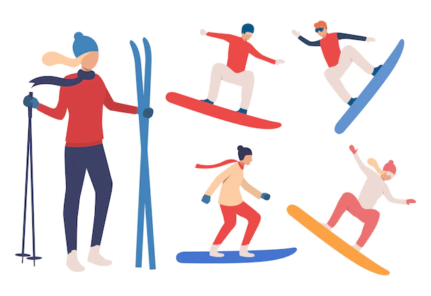Free Vector | Set of snowboarders and skier