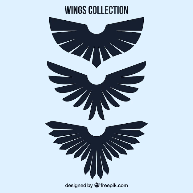 Free Vector | Set of three black decorative wings
