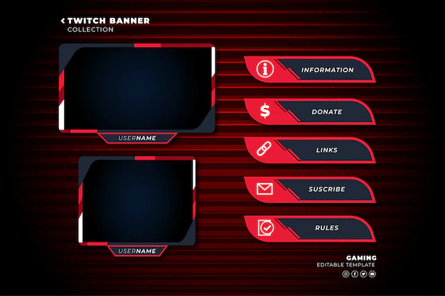 Free Vector | Set of twitch panels with abstract shapes template