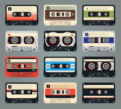 Free Vector | Set of vector retro audio cassettes. tape and audio, music and sound, media and record