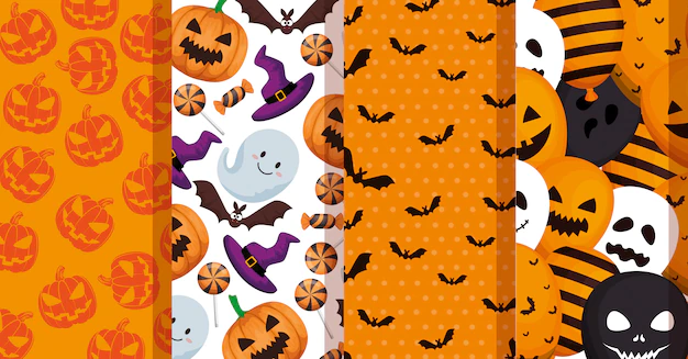 Free Vector | Set patterns of halloween decoration