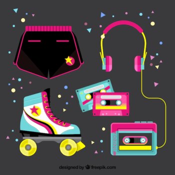 Free Vector | Several objects of the eighties for sports