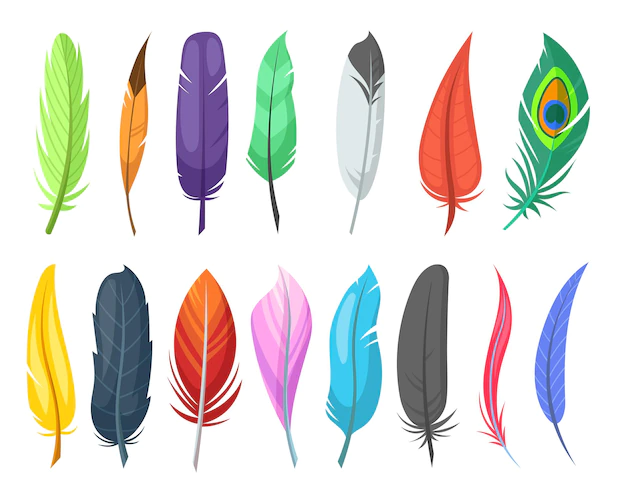 Free Vector | Shiny feathers of birds flat illustrations set