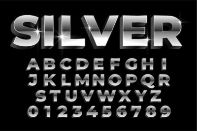 Free Vector | Shiny silver alphabets and numbers set text effect design