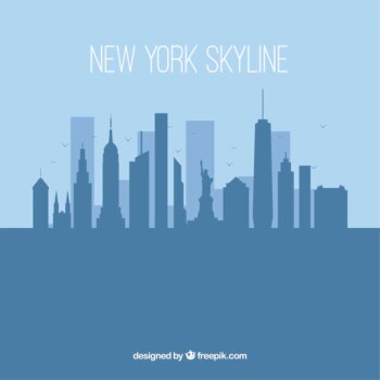 Free Vector | Silhouette new york skyline background in flat style
