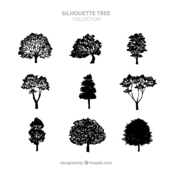 Free Vector | Silhouette tree collection of nine